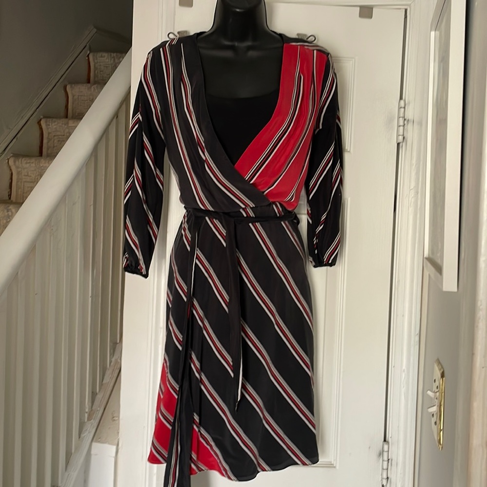 White House Black Market Silk Striped Dress